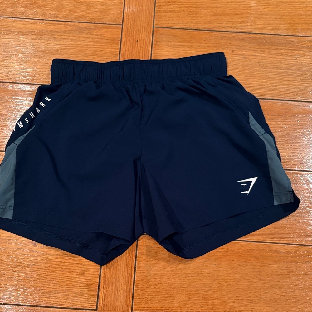 Gymshark Men's Dark Blue and Gray Athletic Shorts